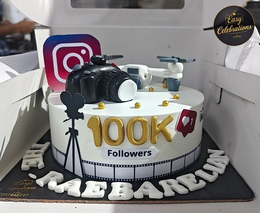 100K Followers Social Media Celebration Cake