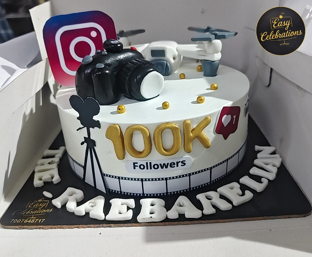 100K Followers Social Media Celebration Cake