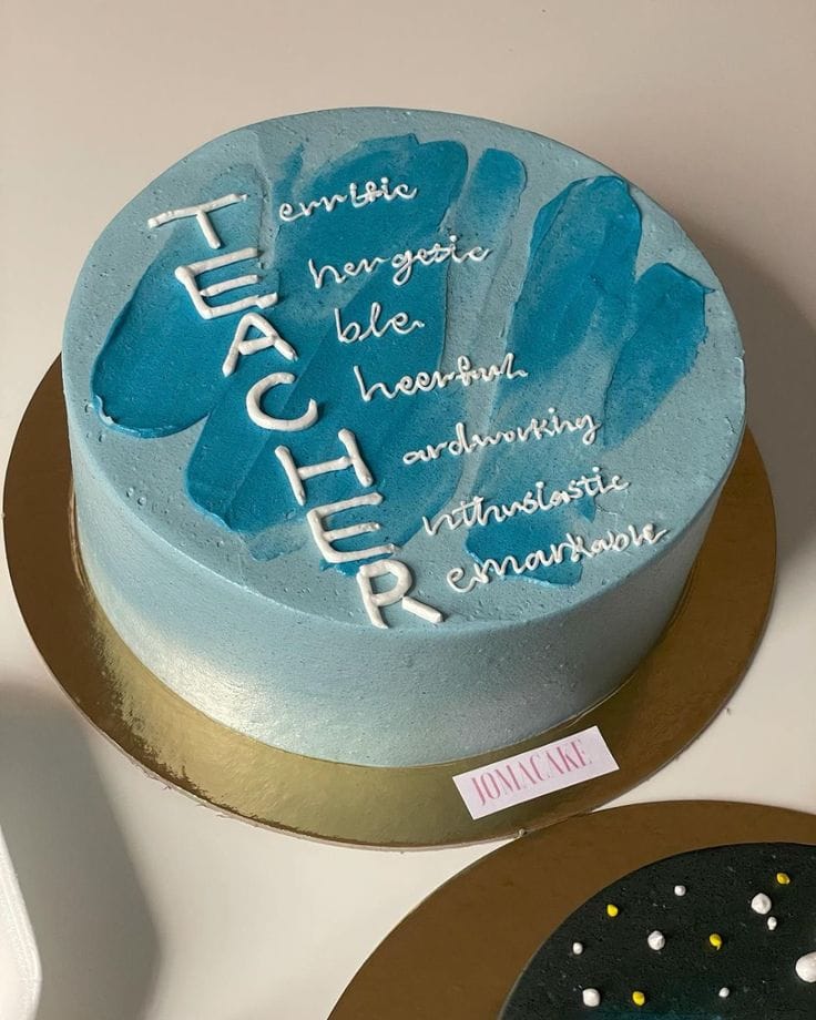 Blue Typography Cake