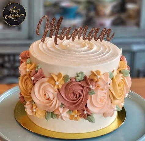Autumn Floral Rosette Cake
