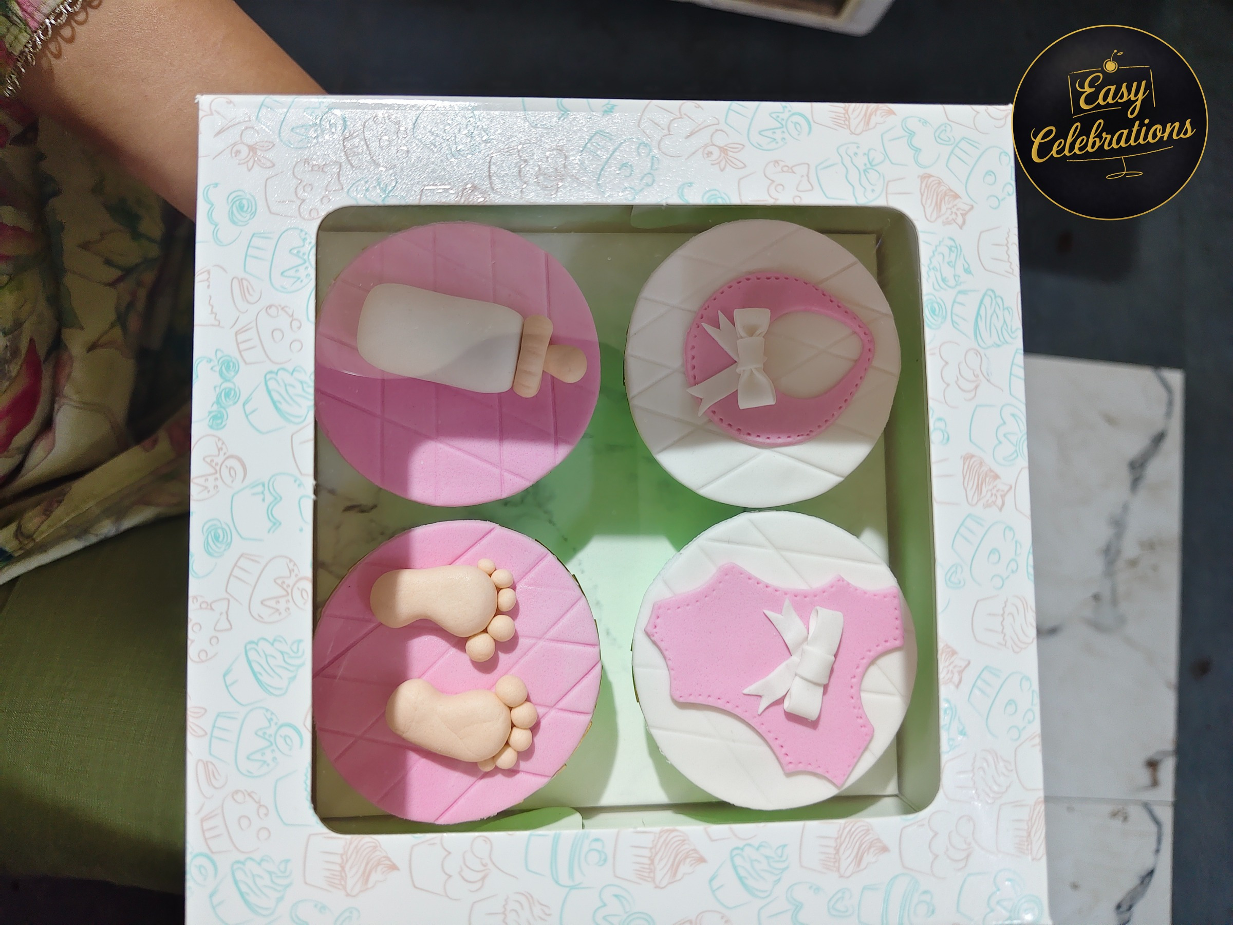 Baby Girl Fondant Cupcake Set – Box of 4