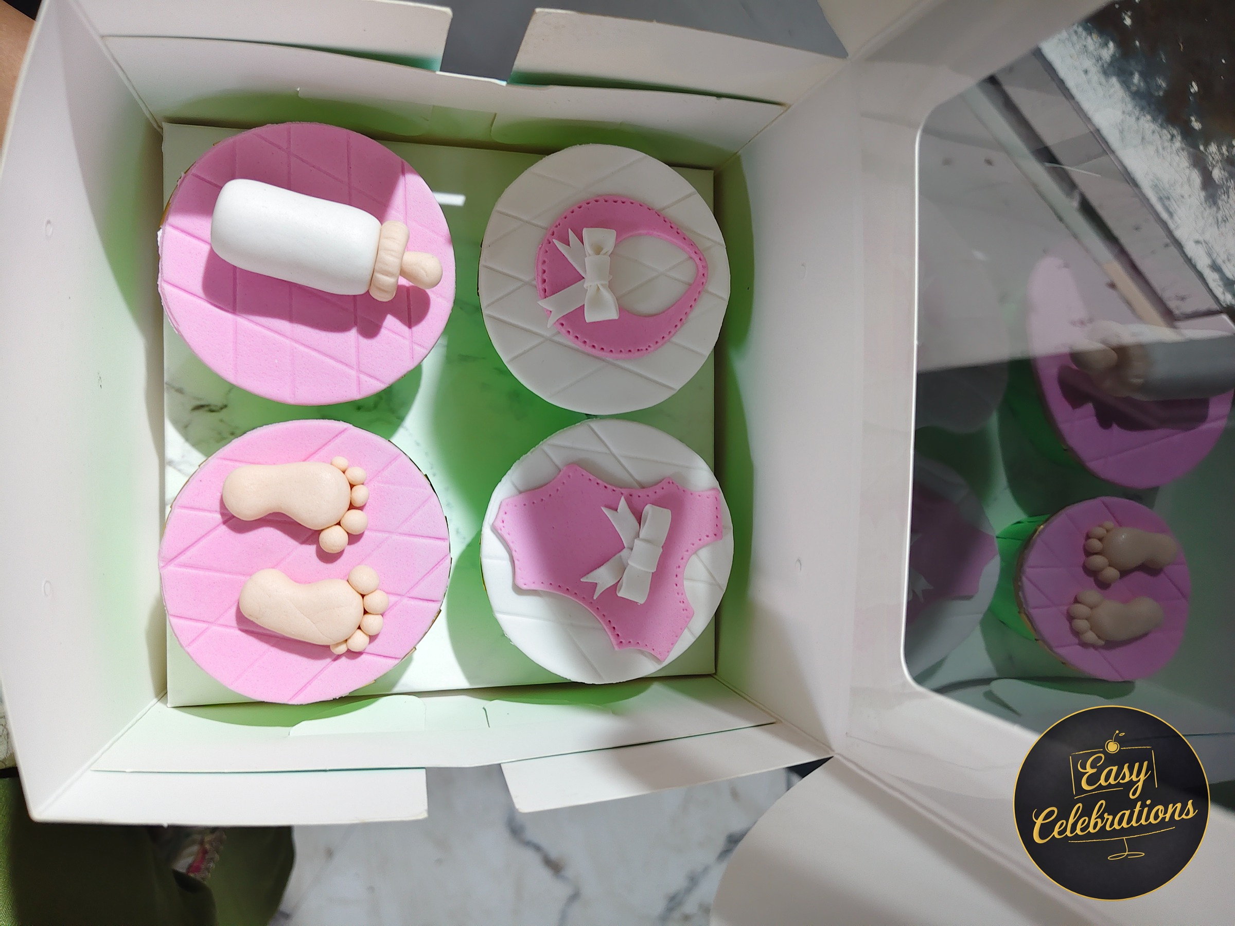 Baby Girl Fondant Cupcake Set – Box of 4
