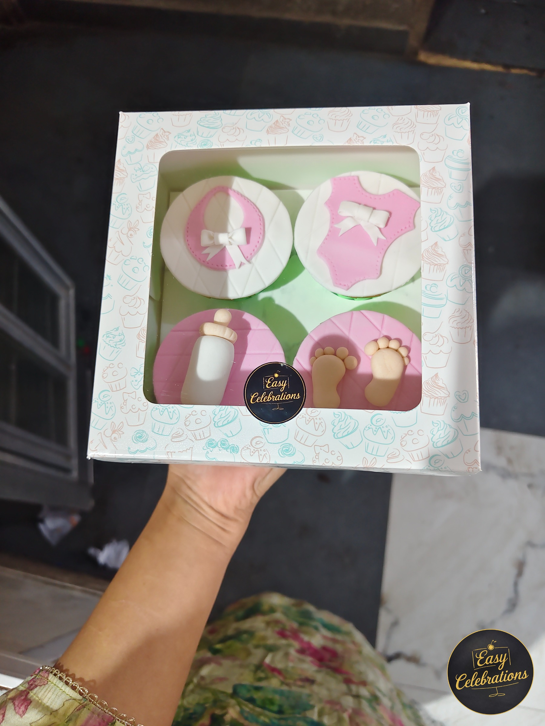 Baby Girl Fondant Cupcake Set – Box of 4