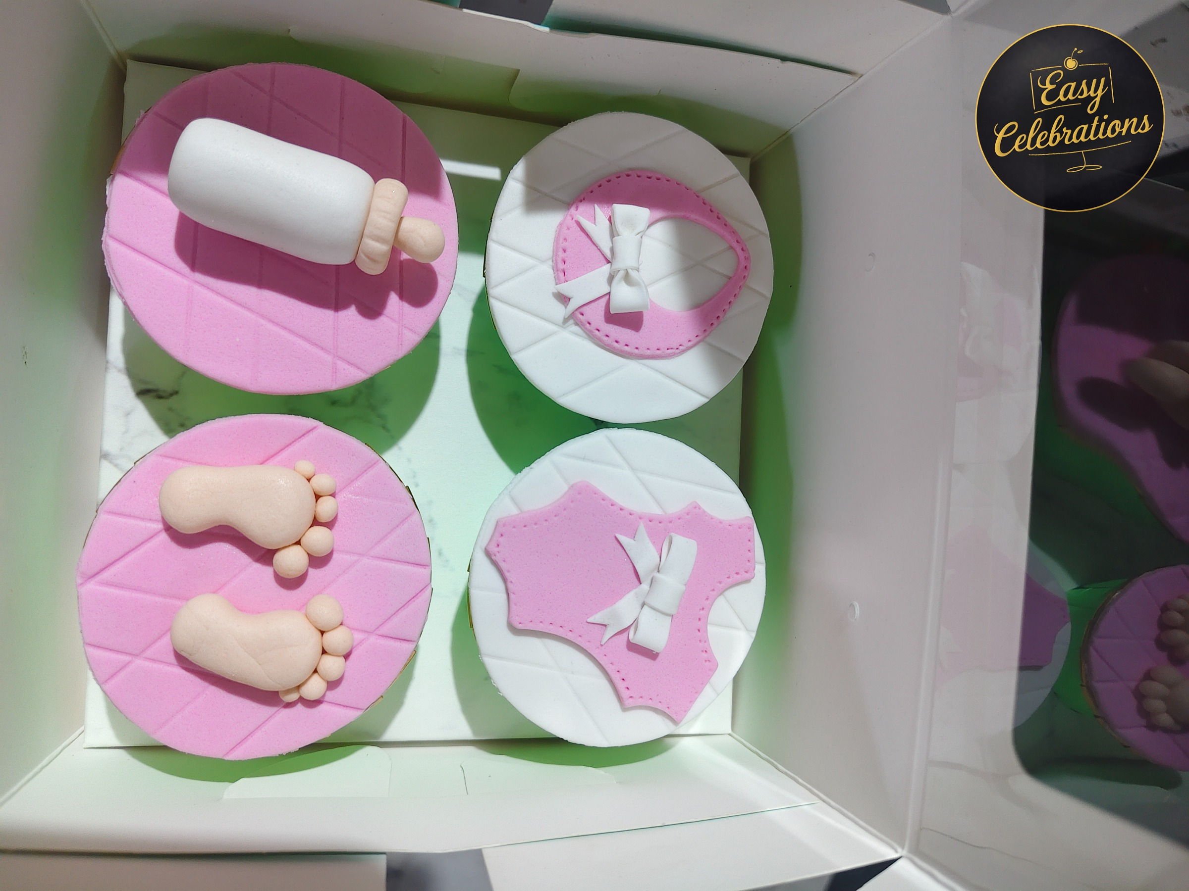 Baby Girl Fondant Cupcake Set – Box of 4