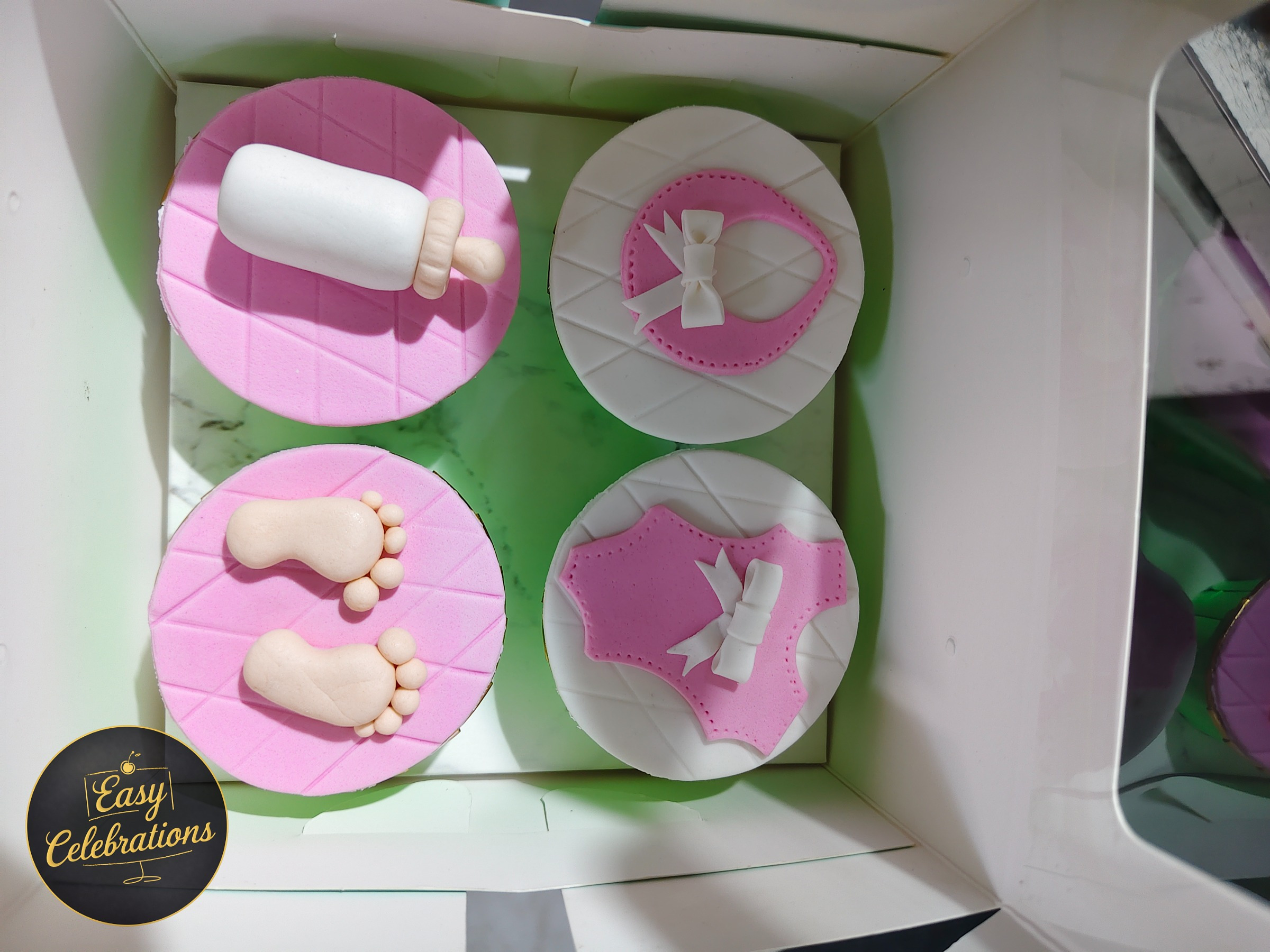 Baby Girl Fondant Cupcake Set – Box of 4