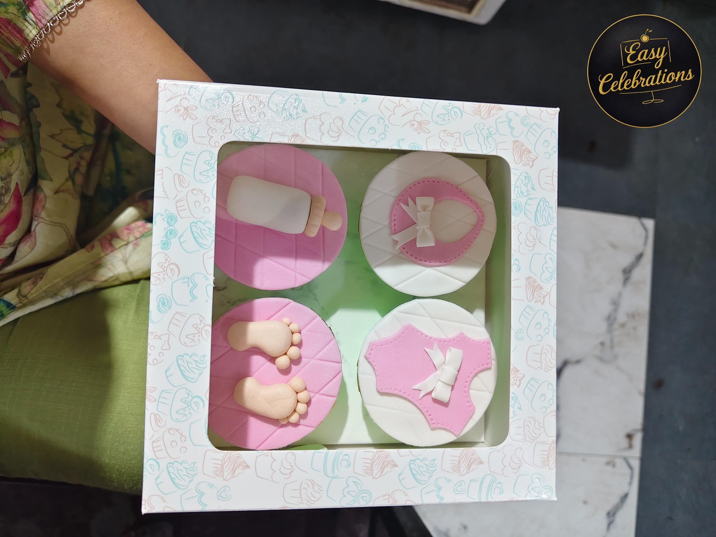 Baby Girl Fondant Cupcake Set – Box of 4