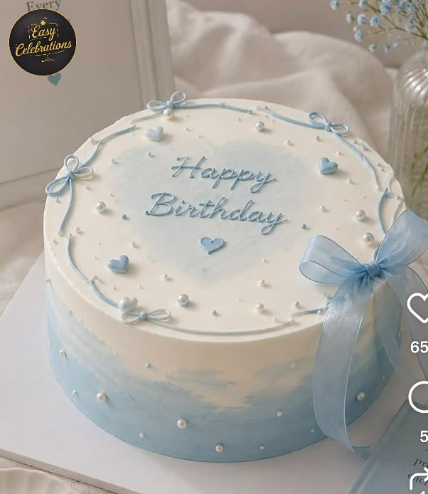 Blue Bow Elegant Birthday Cake
