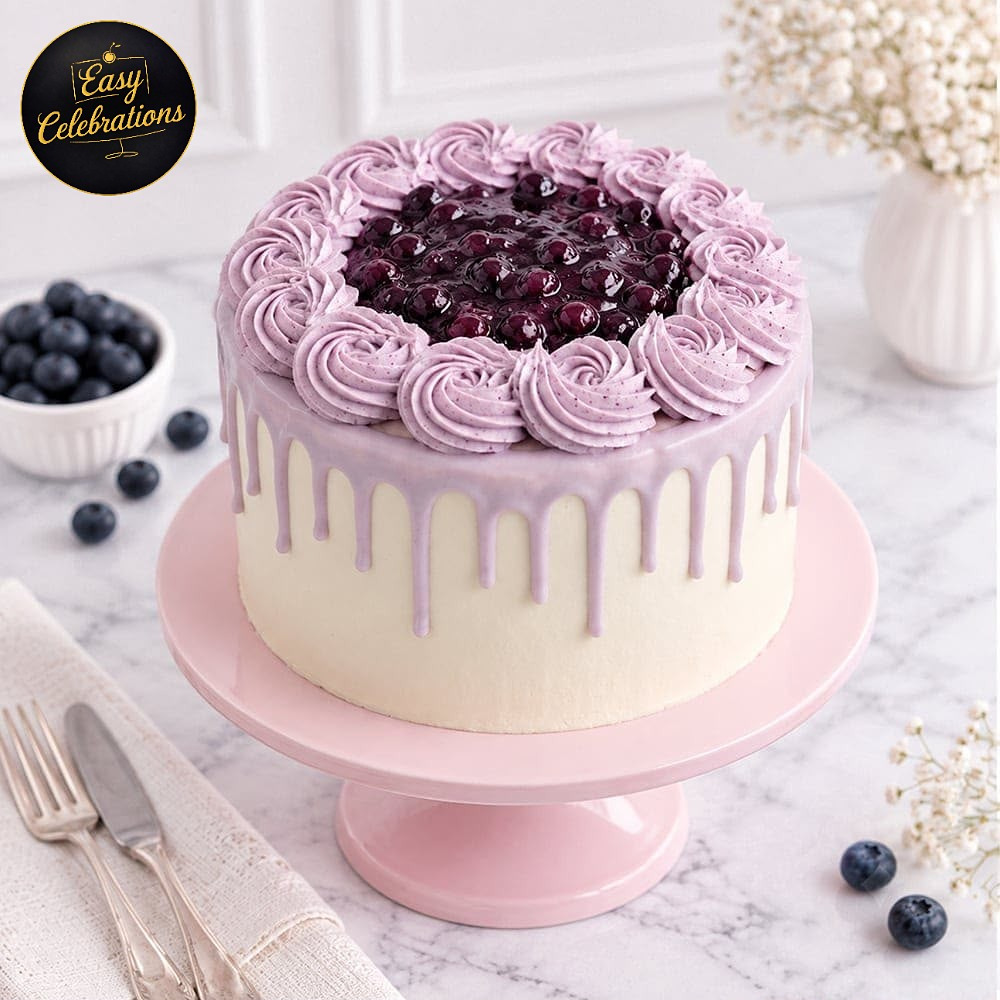 Blueberry Lavender Drip Cake