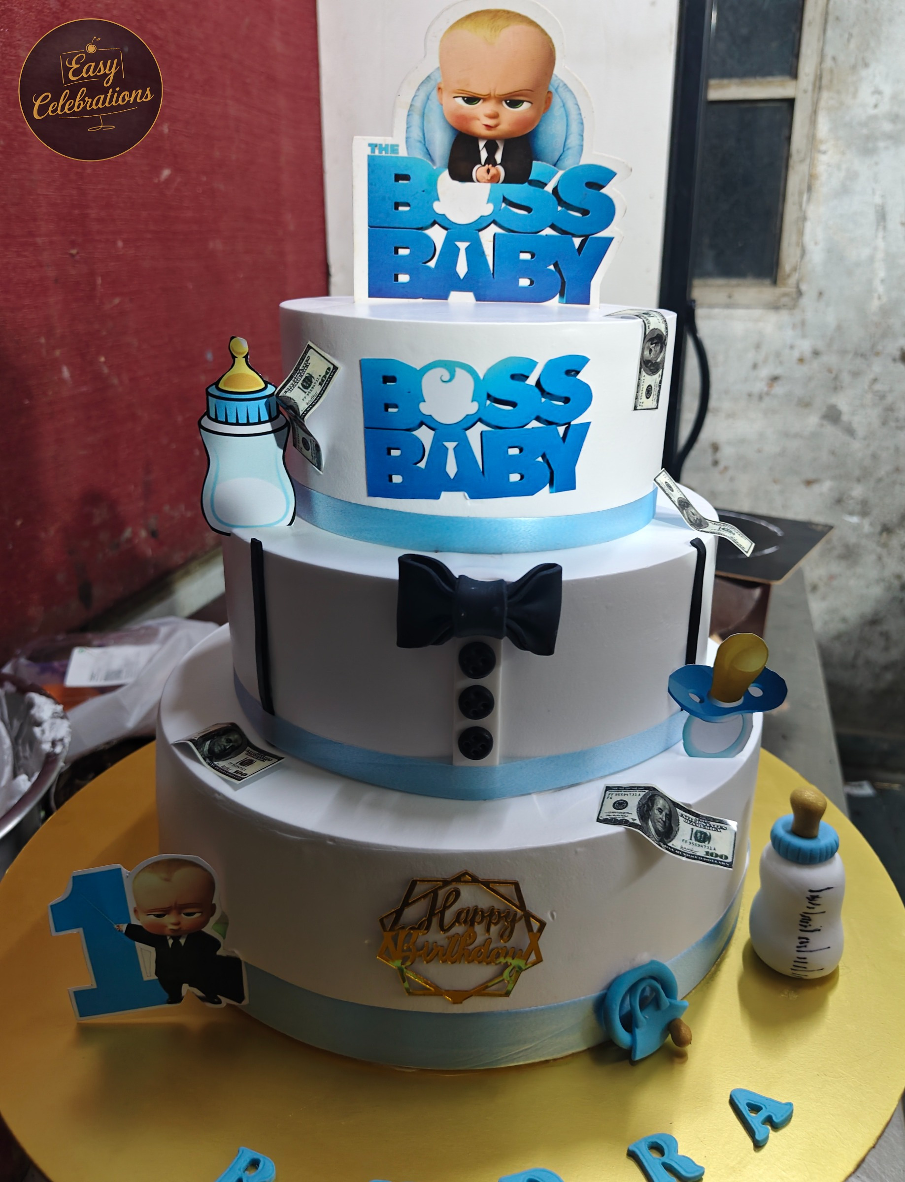 Boss Baby Three-Tier Birthday Cake