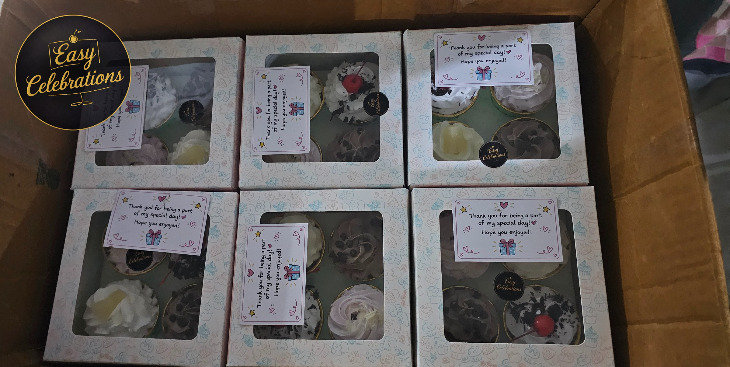 Celebration Assorted CupCake Box : Pck of 4