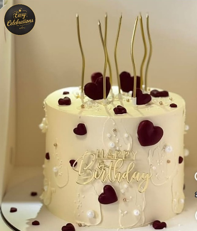 Elegant Heart Chocolate Birthday Cake