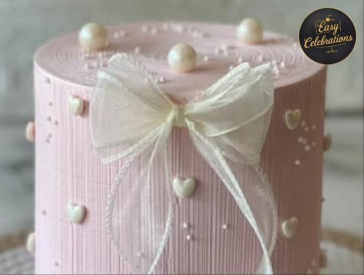 Elegant Pink Bow Cake