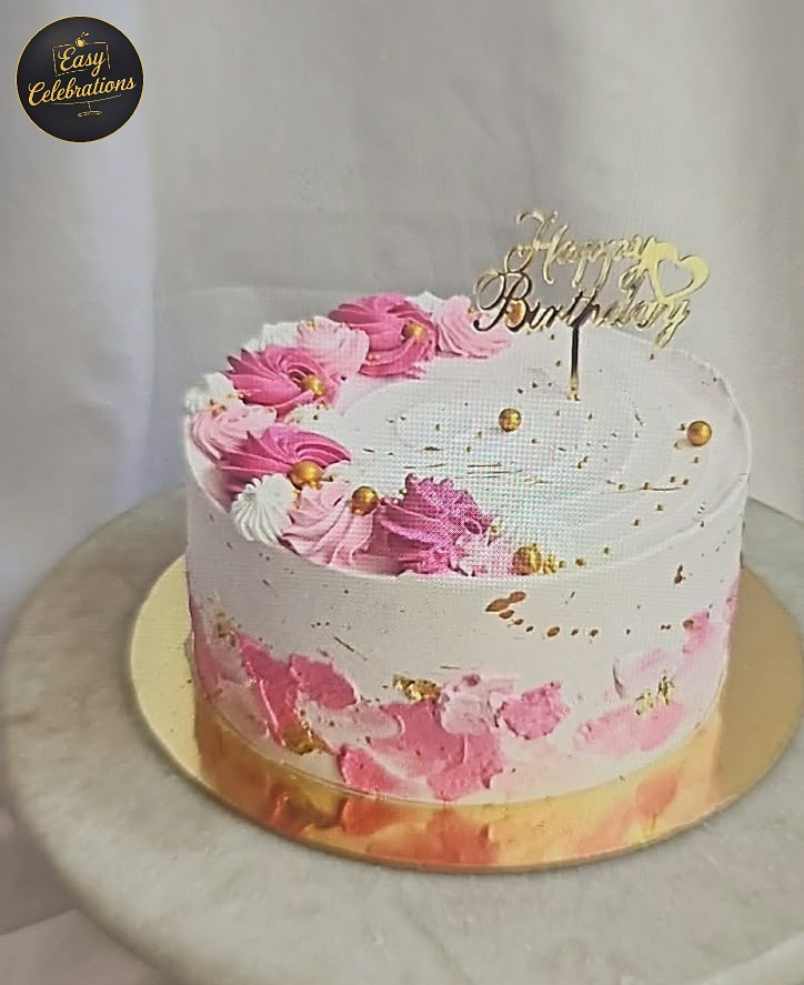 Elegant Pink Floral Birthday Cake