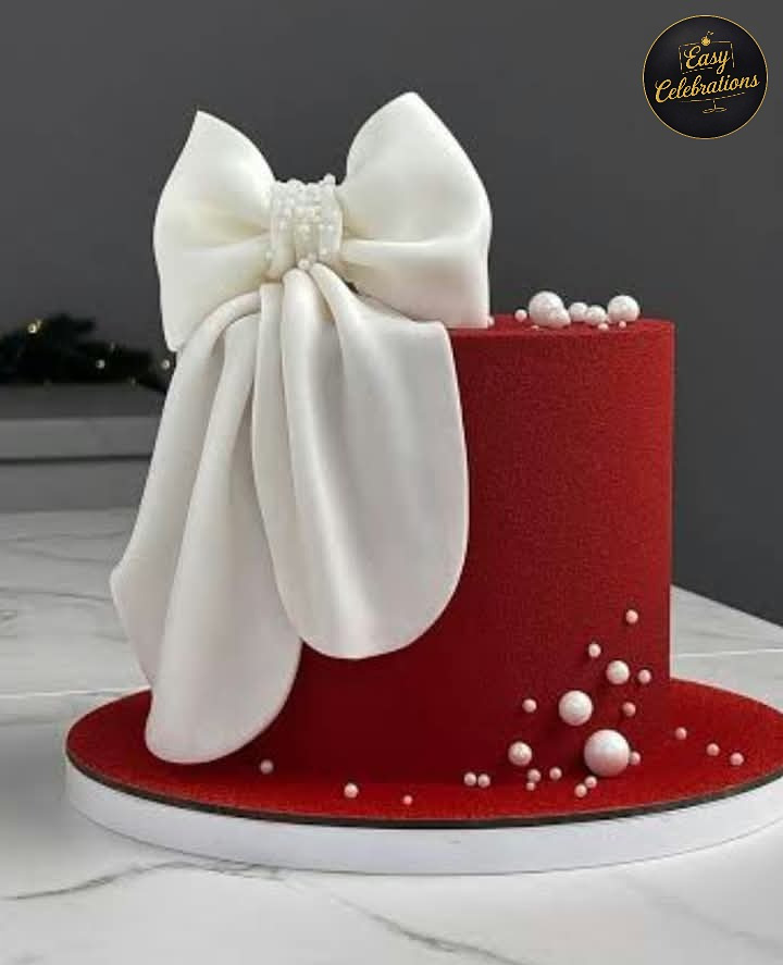 Elegant Red Bow Cake