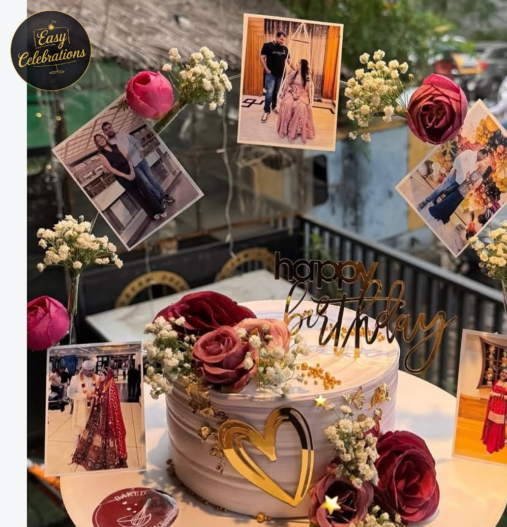 Floral Photo Memory Cake with setup