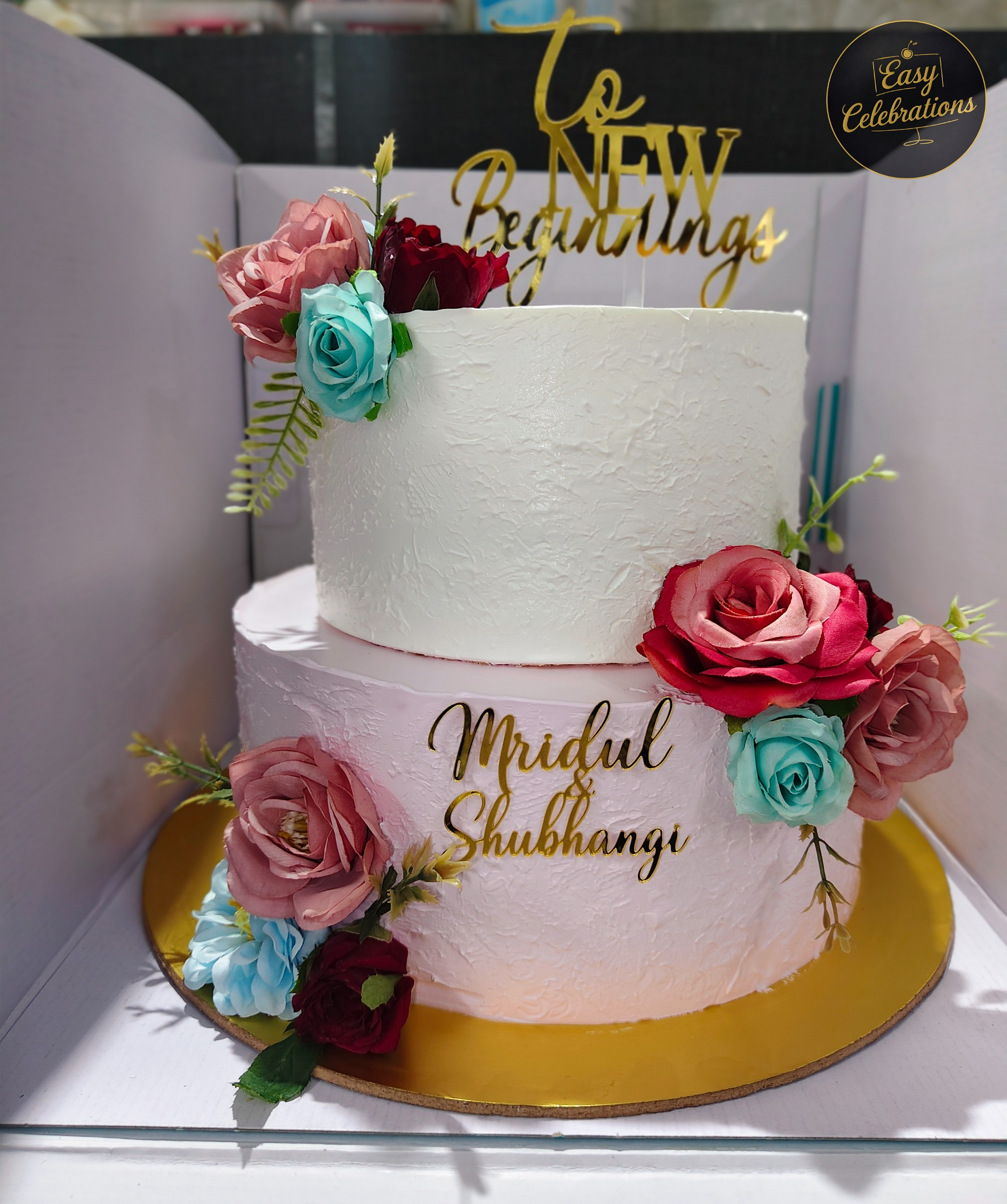 Floral Two-Tier Wedding Cake