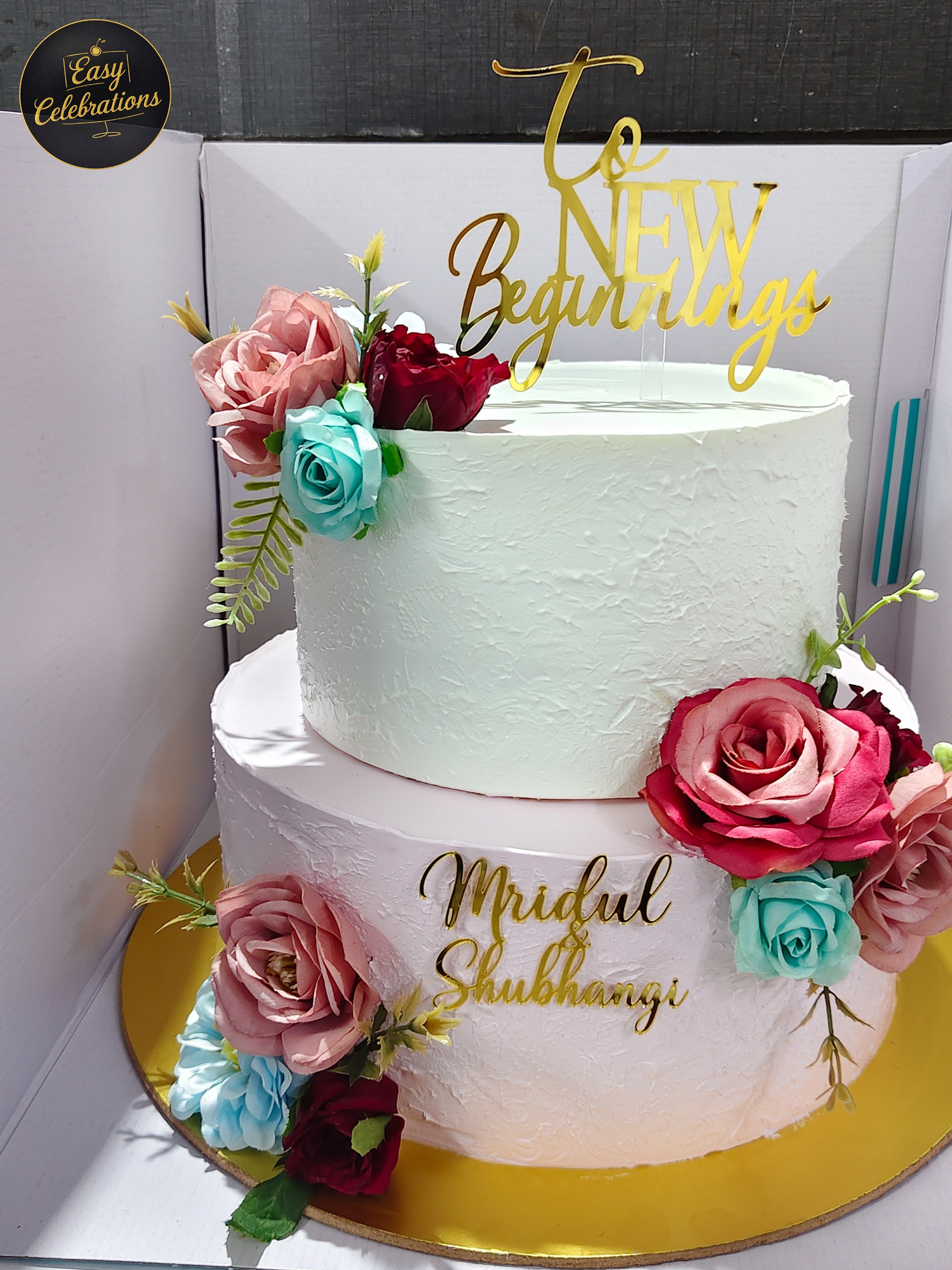 Floral Two-Tier Wedding Cake
