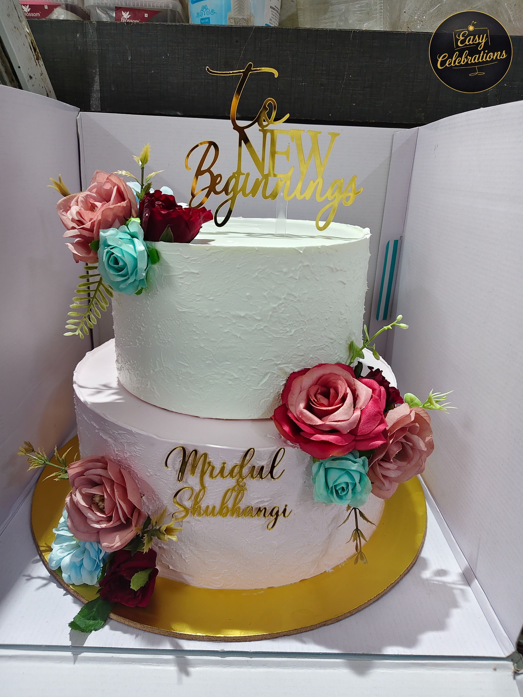 Floral Two-Tier Wedding Cake