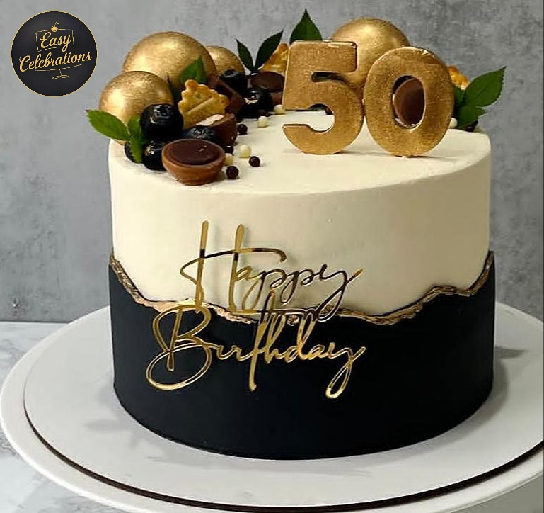 Golden 50th Birthday Cake