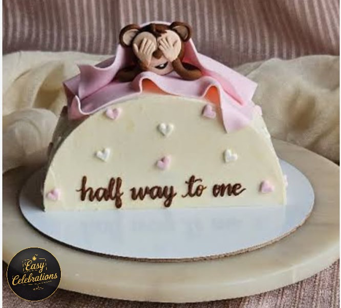 Halfway to One Baby Milestone Cake