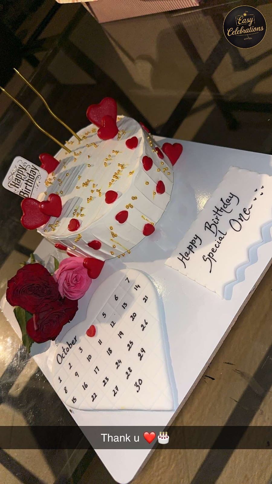 Heart Calendar Birthday Cake