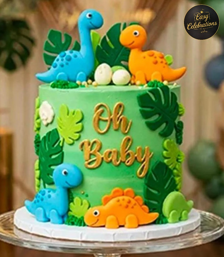 Jungle Dinosaur Baby Cake