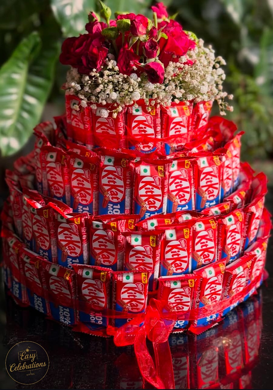 KitKat Chocolate Tower  with Fresh Flowers 🌹🍫