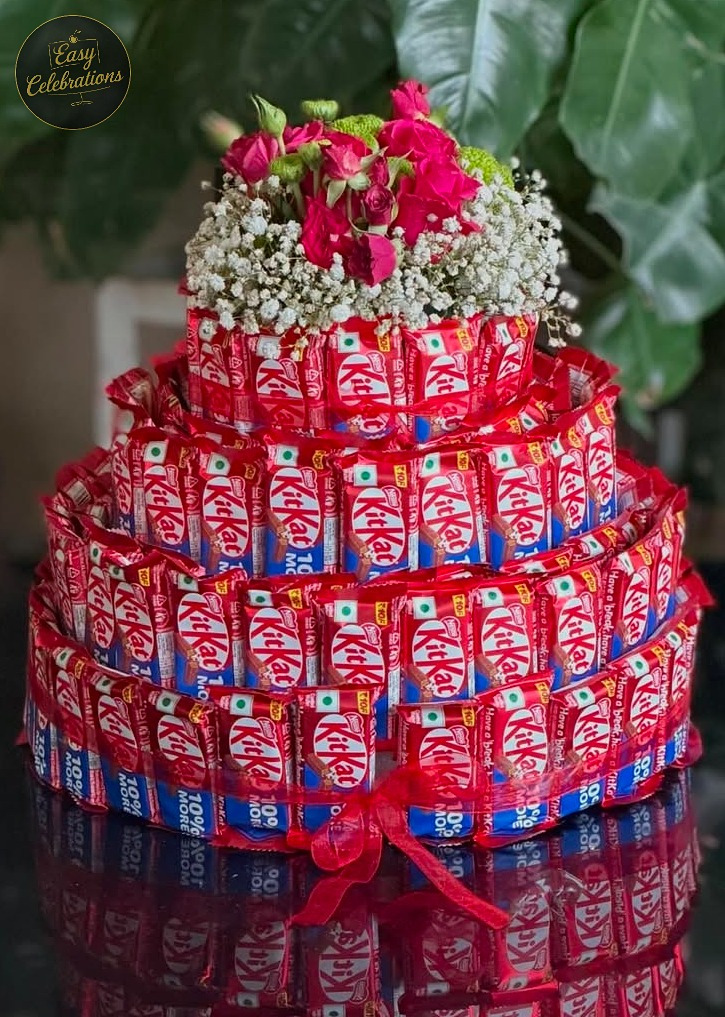KitKat Chocolate Tower  with Fresh Flowers 🌹🍫