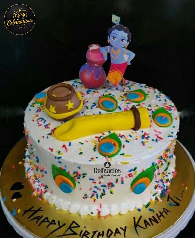 Little Krishna Birthday Theme Cake