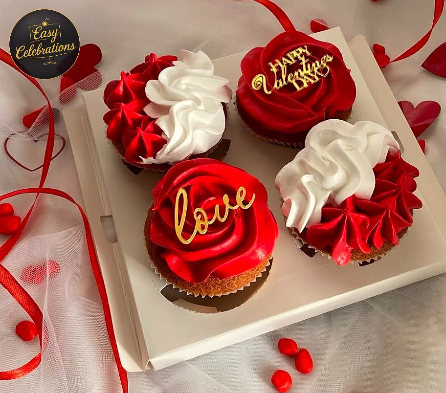 Love Theme Cupcake Gift Box 🧁❤️: Pck of 4