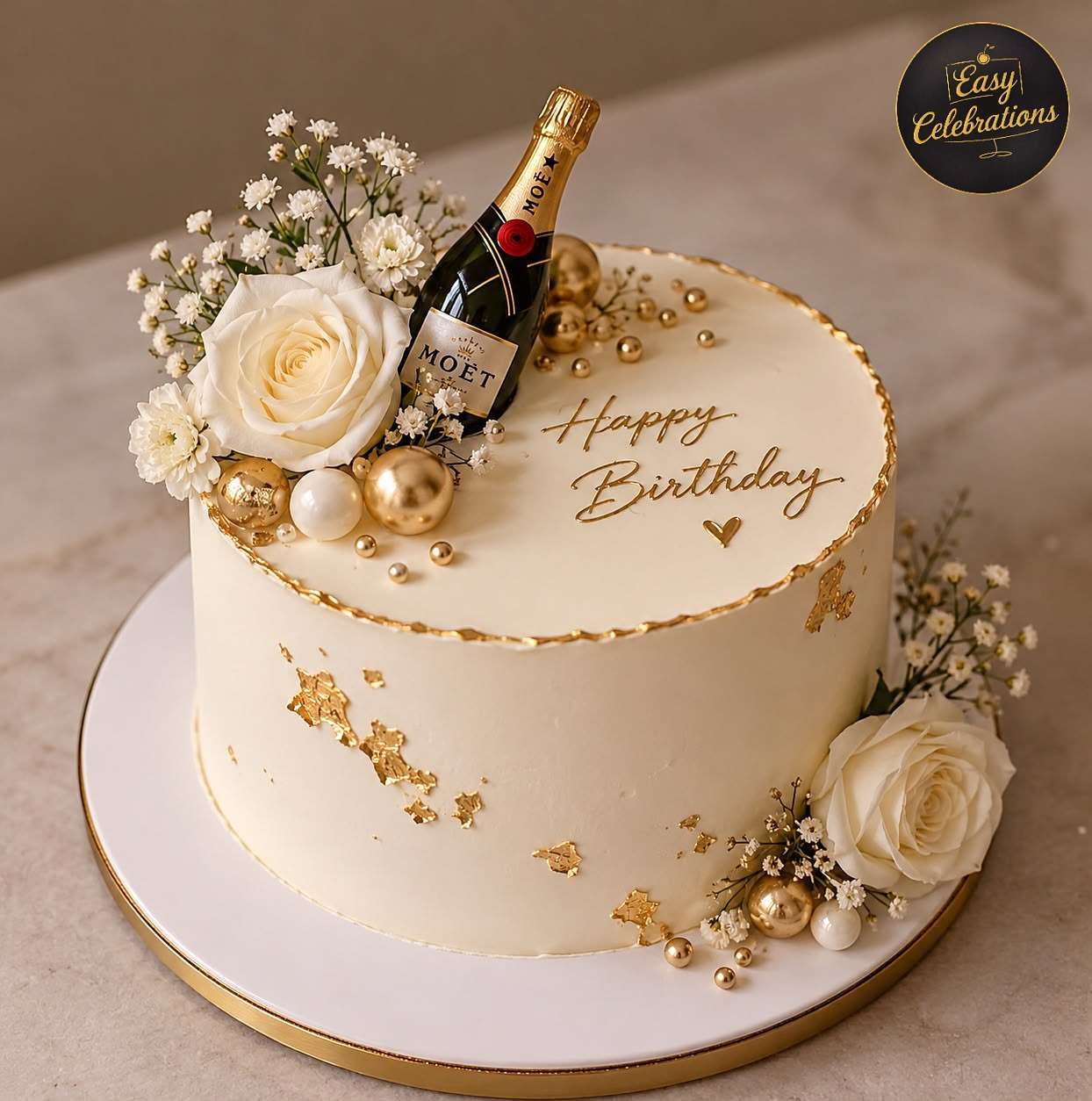 Luxury Champagne & Roses Cake