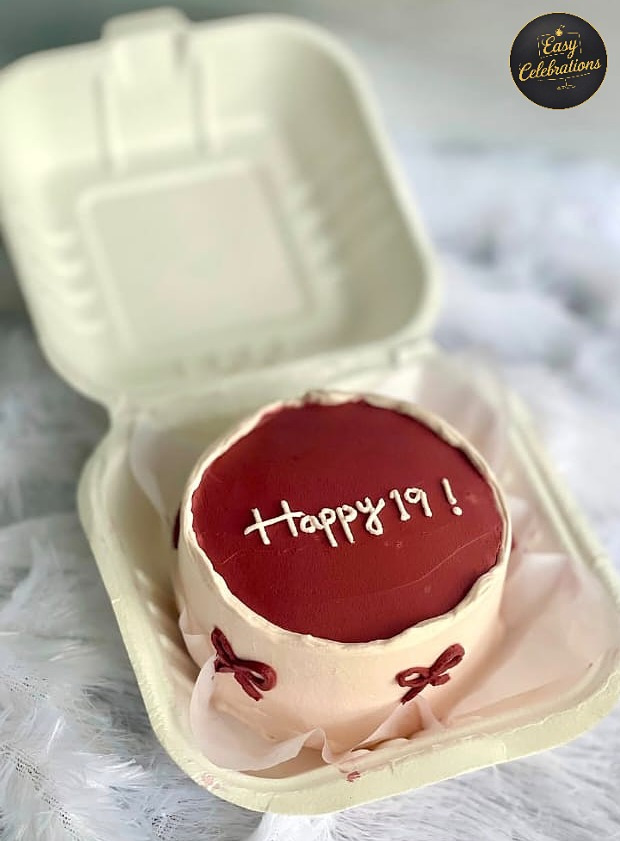 Maroon Bow Bento Cake