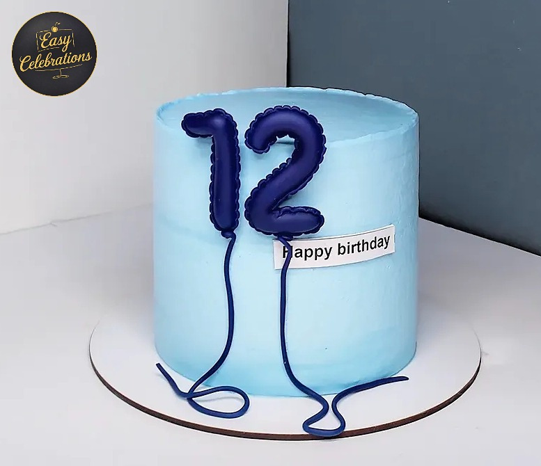 Minimal Blue 12th Birthday Cake