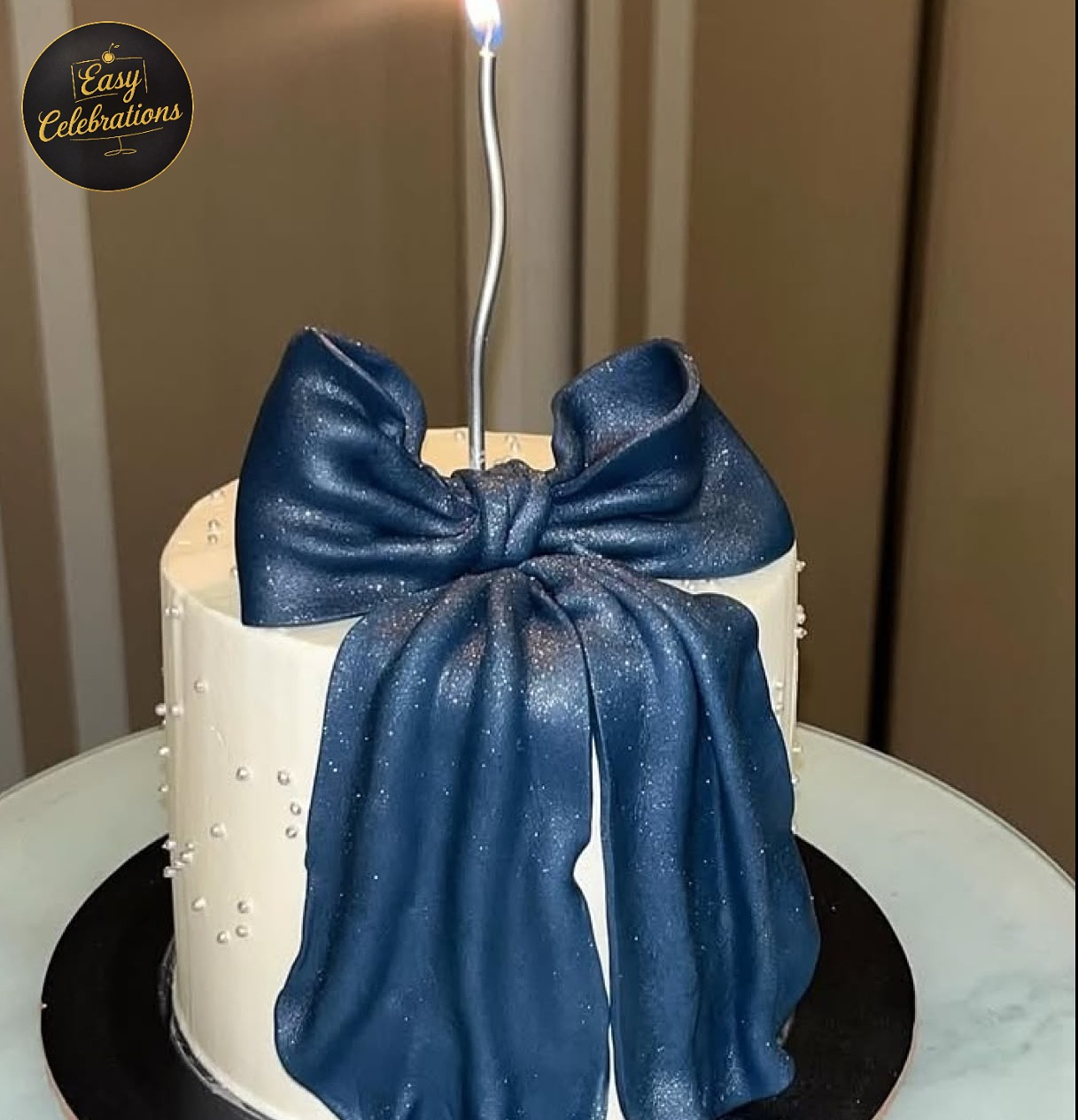 Navy Blue Bow Cake