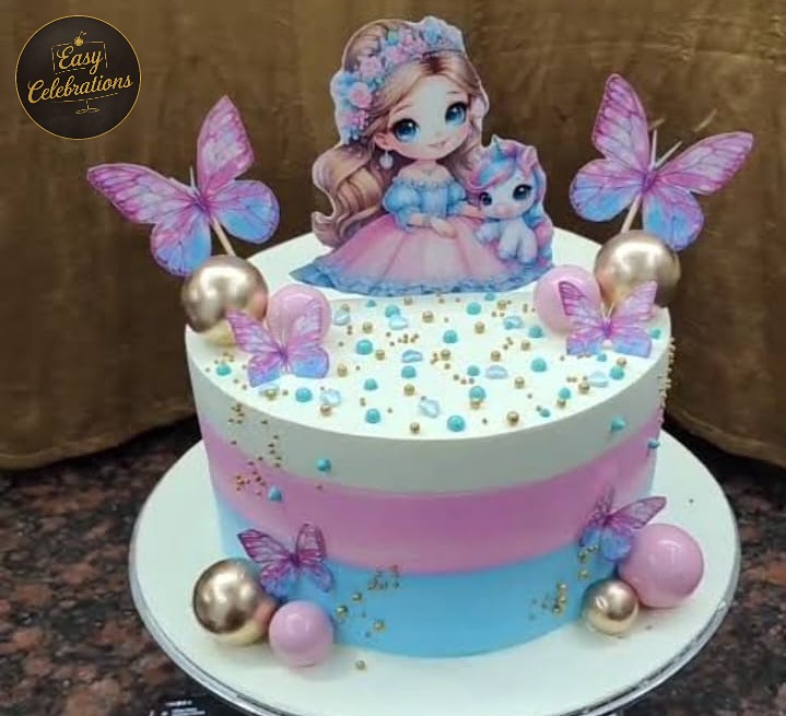 Pastel Butterfly Doll Cake