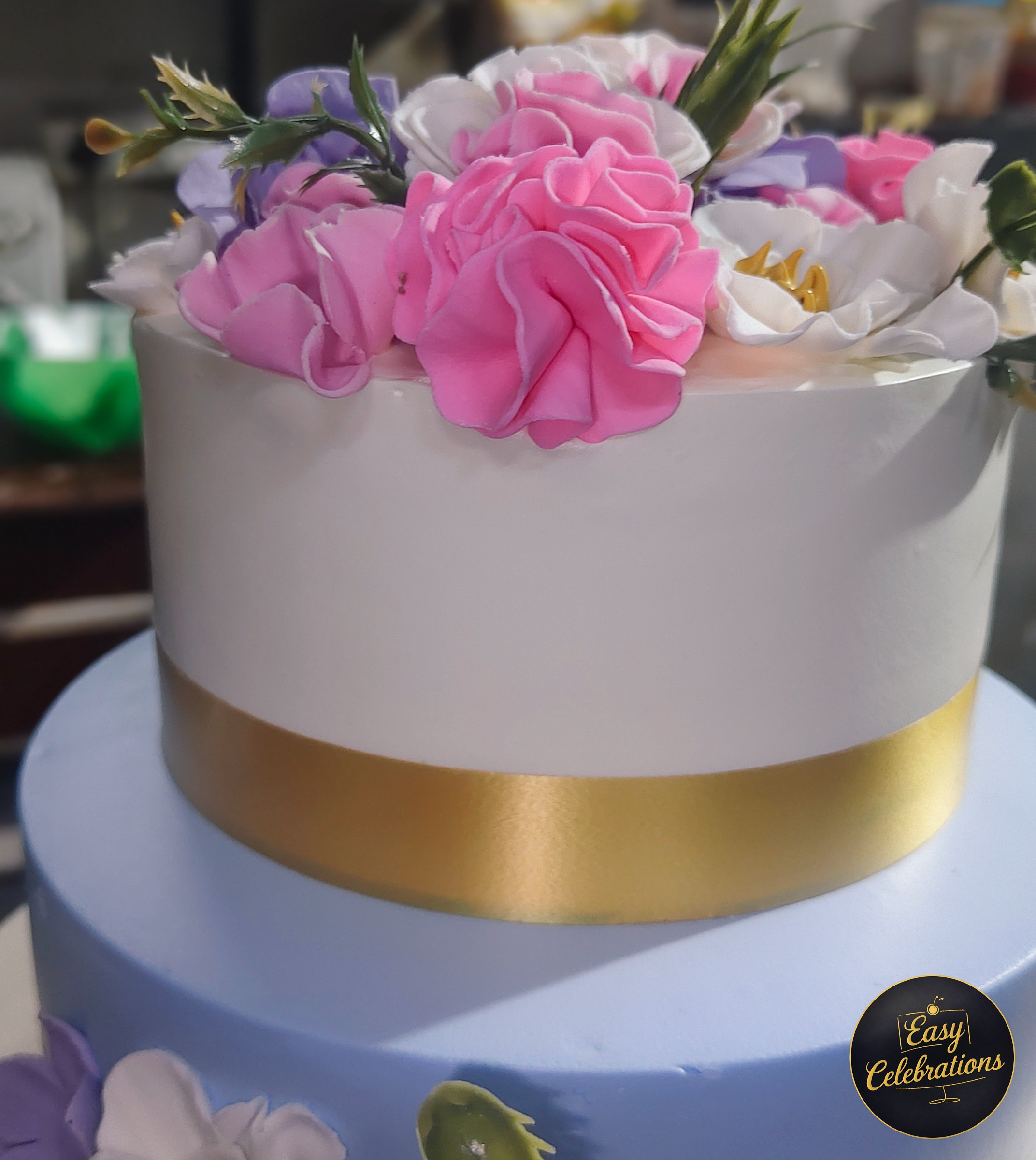 Pastel Floral Elegance Three-Tier Cake