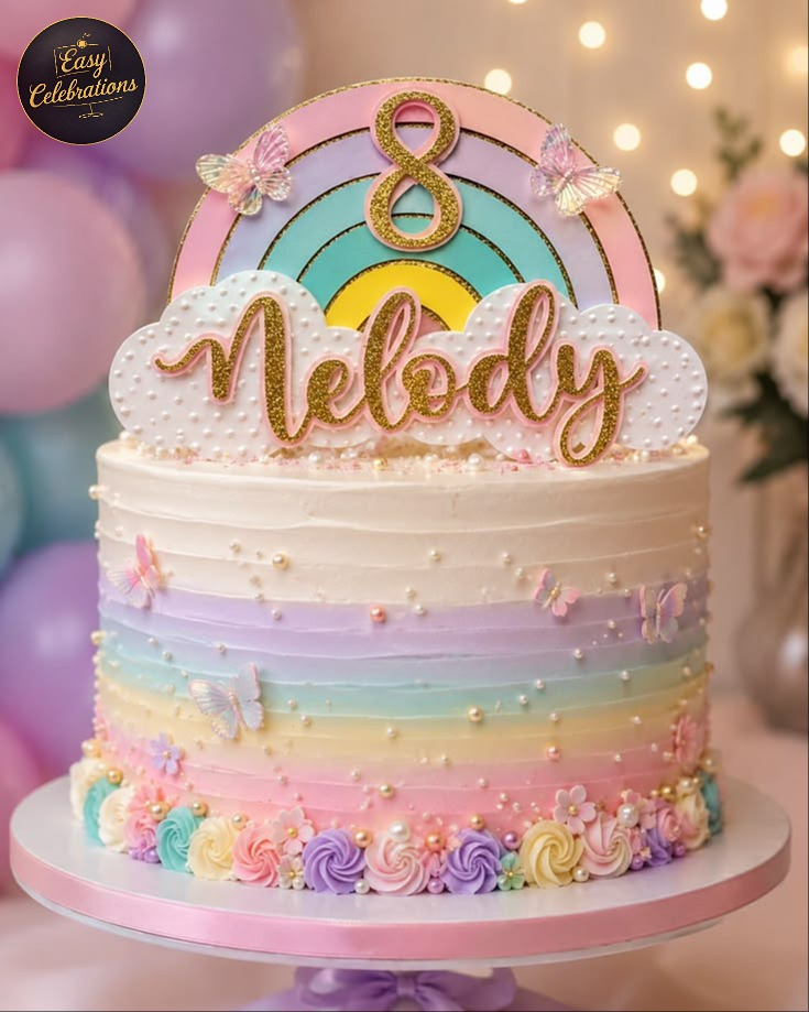 Pastel Rainbow Butterfly Cake