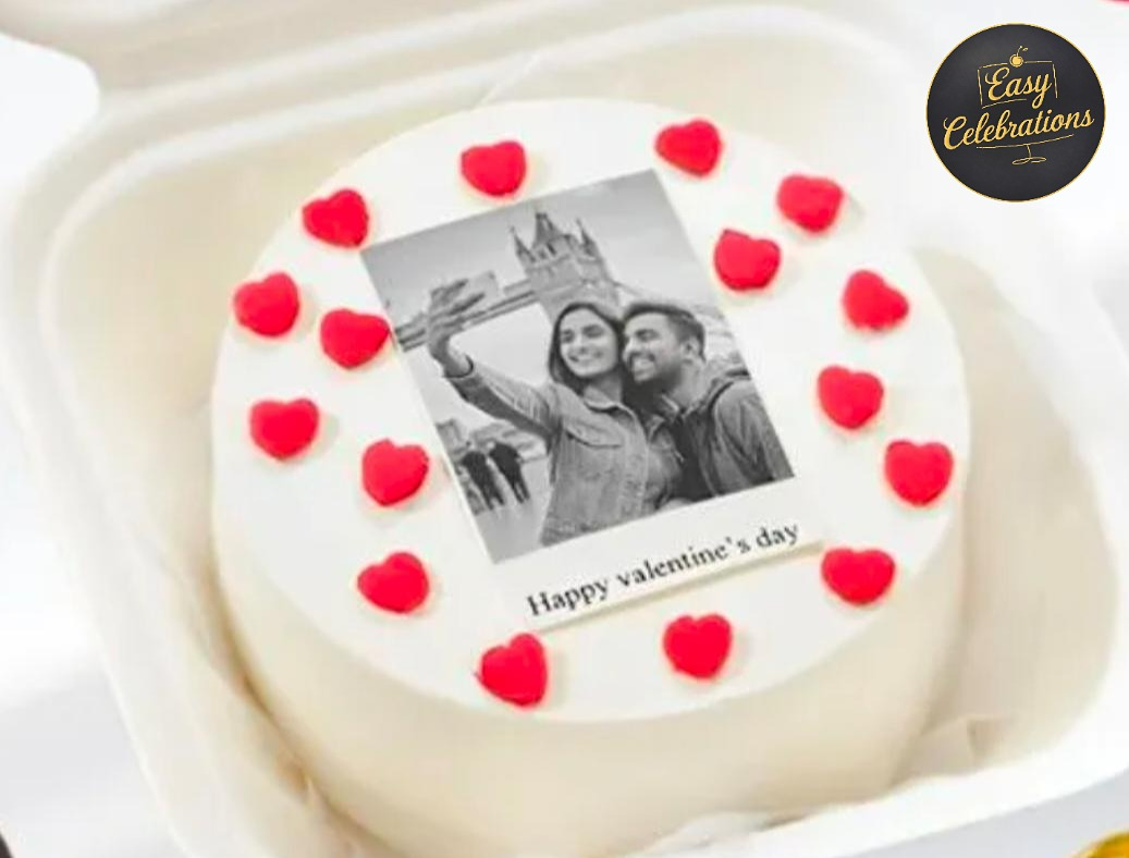 Personalised Photo Heart Cake