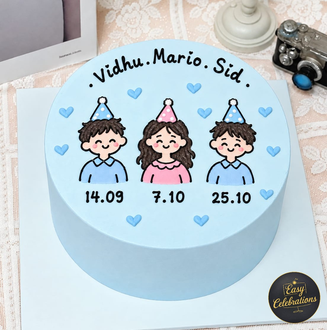 Personalized Trio Birthday Cake