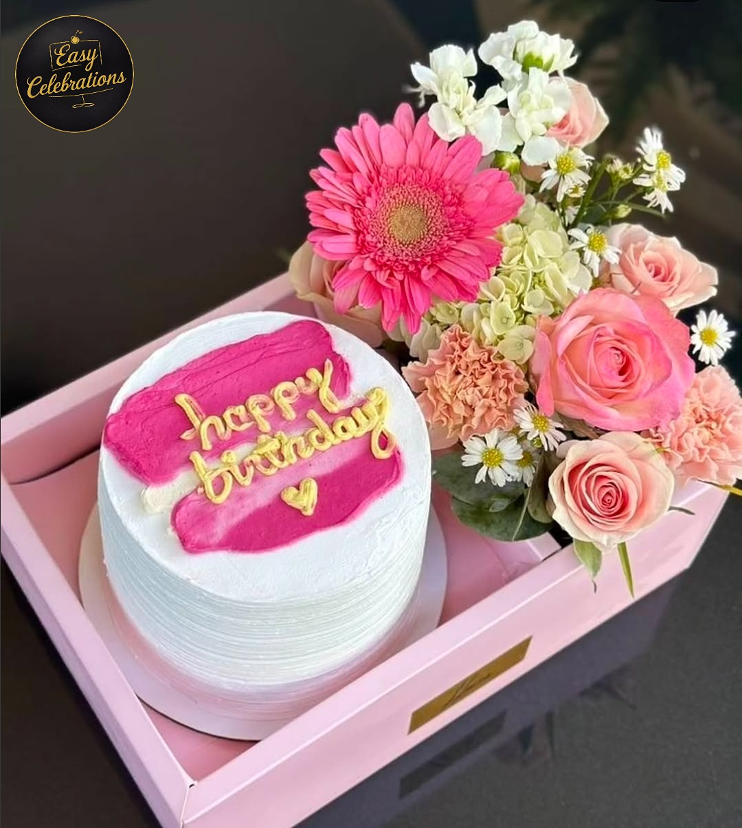Pink Bloom Birthday Cake Combo 🌸🎂