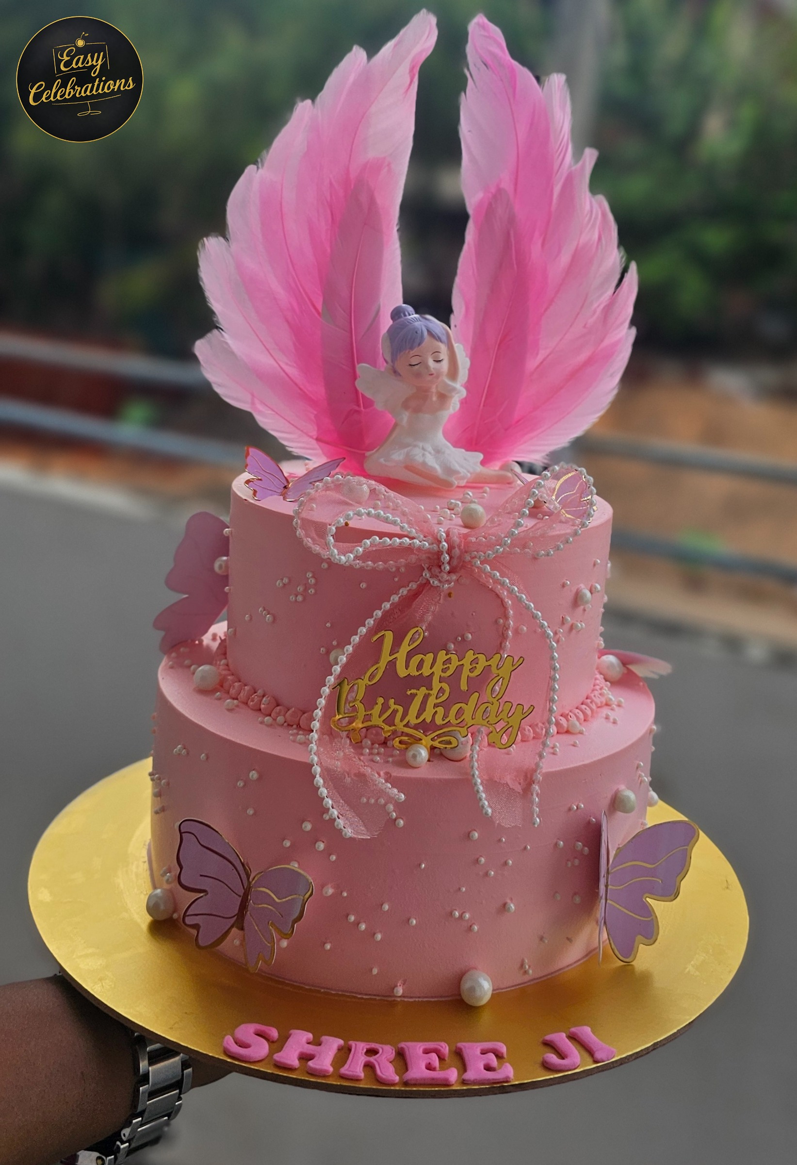 Pink Fairy Wings Birthday Cake