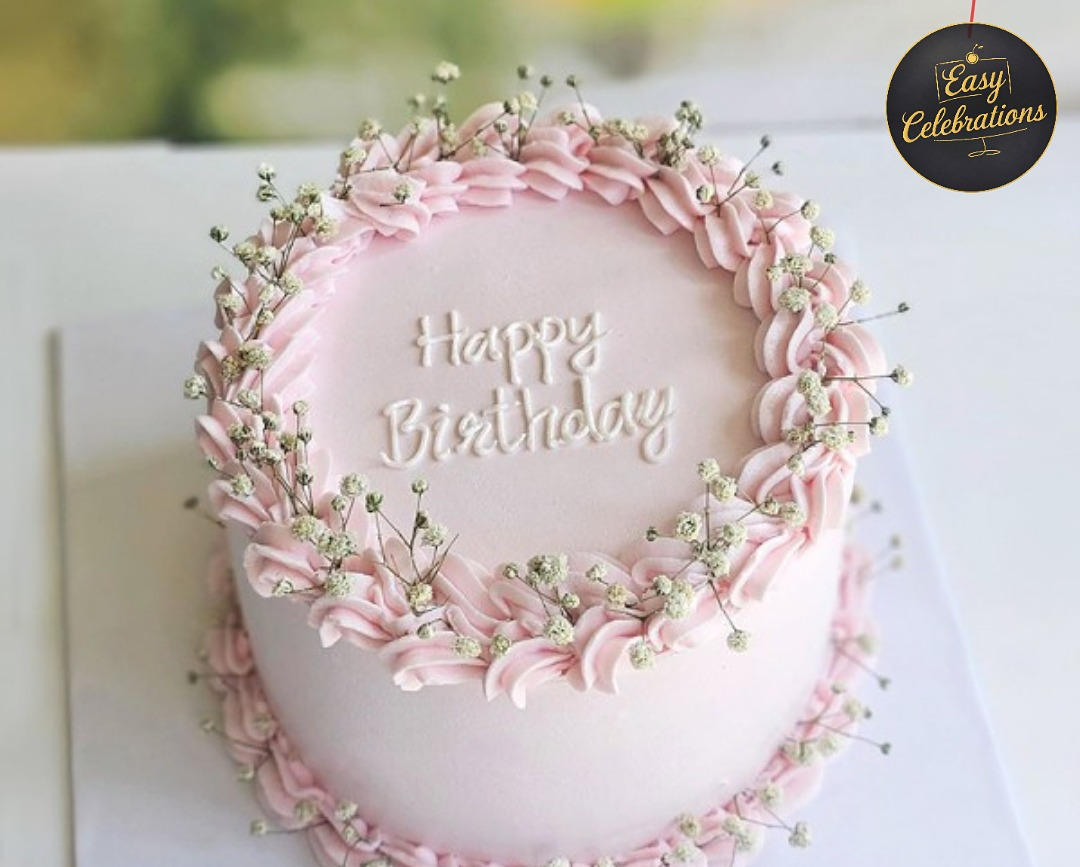 Pink Floral Birthday Cake