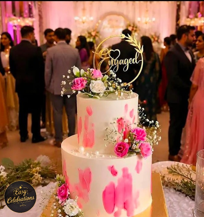 Pink floral Engagement Cake