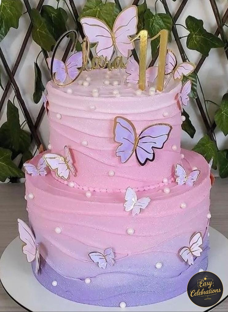 Pink & Lavender Butterfly Cake