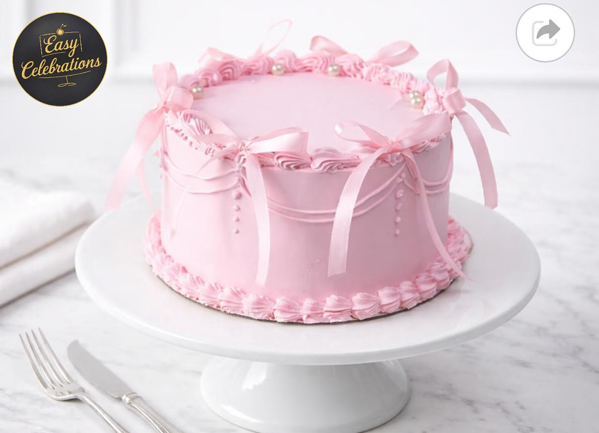 Pink Ribbon Bow Cake