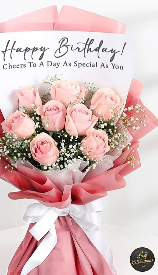 Pink Rose Birthday Bouquet
