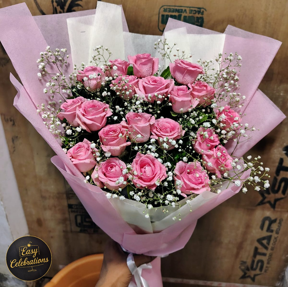 Pink Rose bouquet for 20 roses