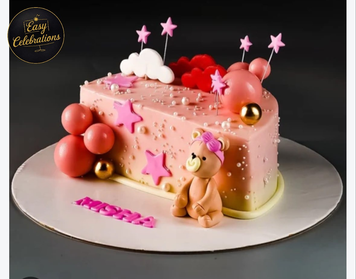 Pink Teddy Bear Celebration Cake