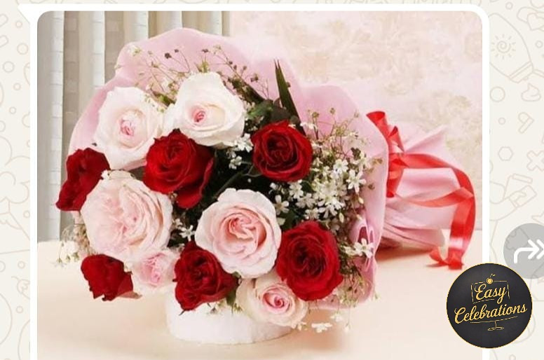 Red & Pink Rose Flower Bouquet