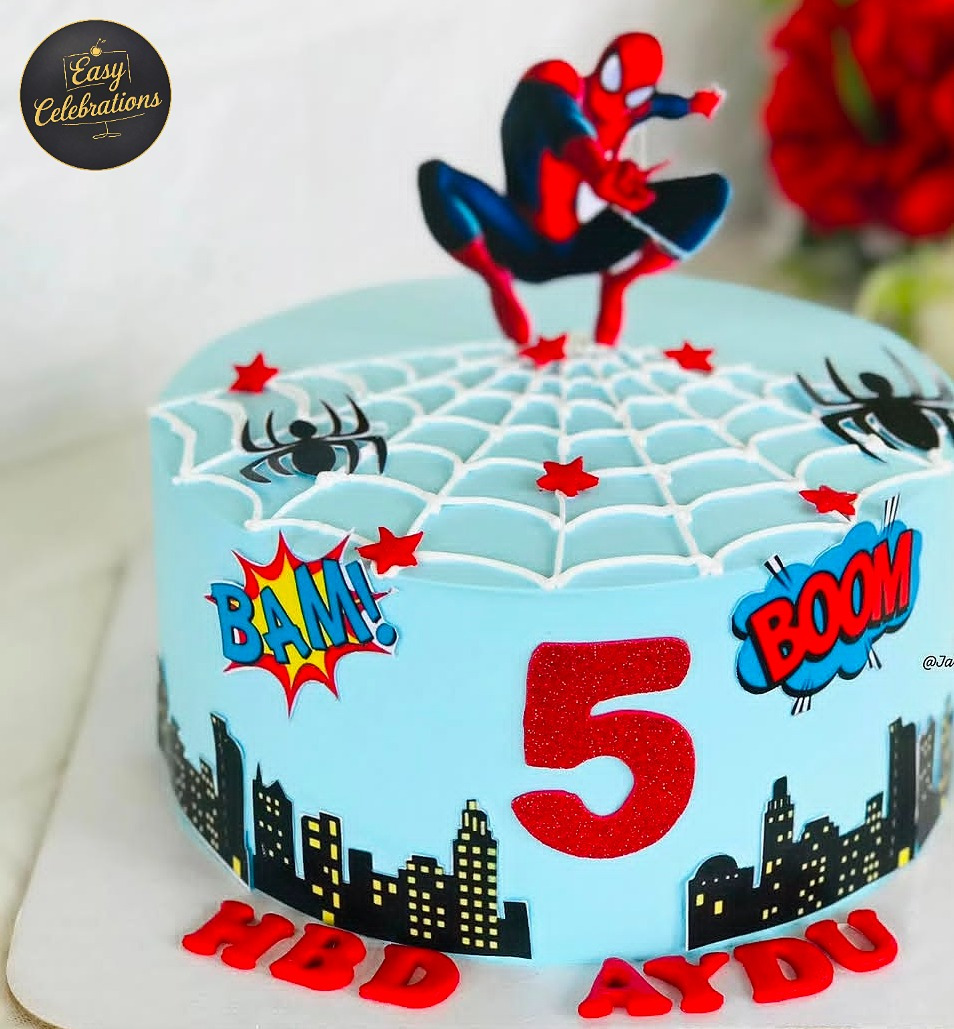 Spider-Man Theme Birthday Cake 🕷️🎂